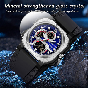 Reloj Digital Cuadrado SANDA 3356, Moderno Reloj de Pulsera para Hombre con Doble Pantalla, Reloj Electrónico Deportivo Casual Multifuncional a Prueba de Agua - Product Image 4