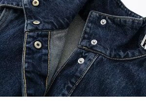 <span class=keywords><strong>Trench</strong></span> lungo X <span class=keywords><strong>donna</strong></span> Vintage inverno monopetto in Denim con colletto e cintura per l'autunno inverno blu - Product Image 5