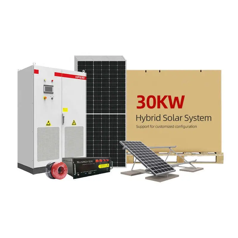 Sistema solar híbrido 30KW 50KW 100KW Sistema de energía solar para el hogar Sistema solar fotovoltaico con baterías