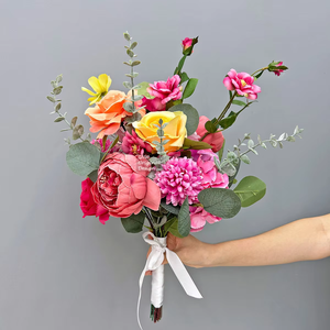 GNW <span class=keywords><strong>Flores</strong></span> Artificiales al por Mayor, Ramos de Rosas de Seda, Ramo Romántico para Novia <span class=keywords><strong>y</strong></span> Damas de Honor - Product Image 2