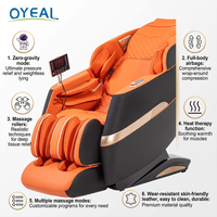 Fauteuil de massage Shiatsu OYEAL de luxe moderne pour les pieds et le corps entier avec modes zéro gravité, enveloppement par airbag, en PU haut de gamme, orange, à brancher