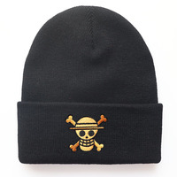 Gorro de Punto Cálido con Diseño de Anime de Monkey D. Luffy, Bordado de Alta Calidad en 5 Colores, para Exteriores