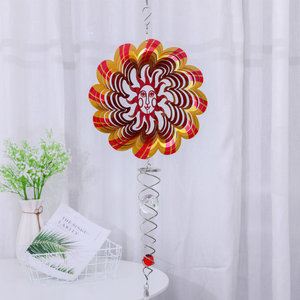 Campana de Viento Decorativa de Metal en Espiral con Cola de 8.5 Pulgadas, Doble Bola de Acero Inoxidable, Decoración de Jardín - Product Image 3