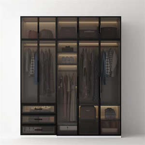 Meubles de chambre à coucher sur mesure, nouveau <span class=keywords><strong>design</strong></span>, armoire à portes battantes en bois et en verre - Product Image 3