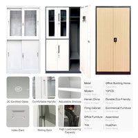 Armoire de bureau moderne à 2 portes coulissantes en verre, armoire de rangement en acier avec serrure pour l'école, l'hôpital, la maison, décoration