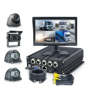 4CH SD móvil DVR H.264 grabadora de vídeo Digital CMSV6 Software MDVR 4 canales Monitor de 10,1 pulgadas coche camión MDVR sistema de cámara