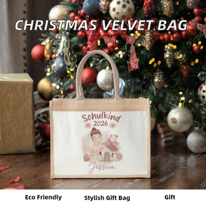 Sac cadeau personnalisé en jute avec poignée en corde, sac de shopping, sac d'emballage pour cadeaux, pour les fêtes de Noël et la vente au détail - Product Image 2