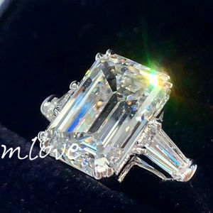 女性用ヴィンテージ5CTダイヤモンドリング18Kゴールドラボ成長 & 天然ダイヤモンドエメラルド/ヘビ/サーペンタイン-婚約/ウェディングバンド - Product Image 2