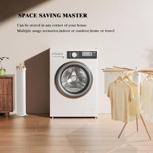 Trépied <span class=keywords><strong>pliable</strong></span> sèche-linge en bois support de cintre <span class=keywords><strong>parapluie</strong></span> en forme de pieuvre polyvalent bambou <span class=keywords><strong>pliable</strong></span> étendoir à vêtements - Product Image 5