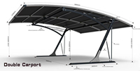 Auvent moderne pour deux voitures, double carport, imperméable, résistant aux UV, norme ignifuge B1, tissu PVC, revêtement anti-eau