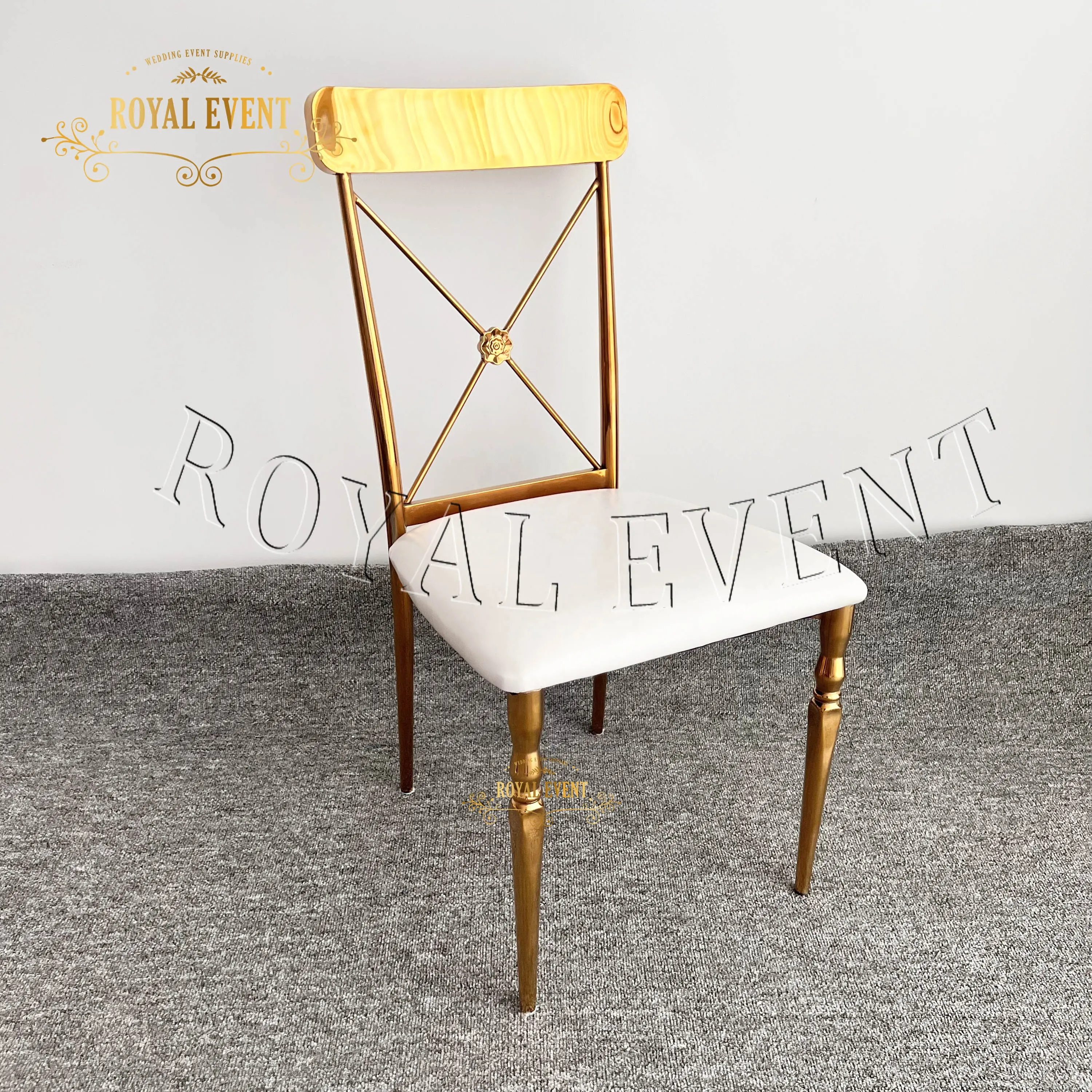 Creative Elegant Stainless Steel Banquet Chairs Gold Wedding Chair For Wedding Furniture Events Decoration