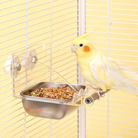 Mangeoire suspendue pour perroquets en acrylique transparent écologique et portable avec poteau givré pour perroquets et oiseaux de compagnie