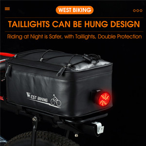 WEST BIKING-Sac de siège arrière en cuir résistant à l'usure pour VTT, sac de voyage avec feu arrière - Product Image 3