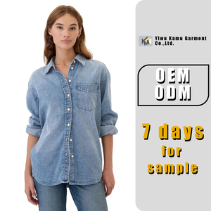 Produttore OEM cotone Denim elasticizzato resistente di alta qualità manica <span class=keywords><strong>lunga</strong></span> giacche da <span class=keywords><strong>donna</strong></span> <span class=keywords><strong>camicia</strong></span> con Logo personalizzato per abbigliamento Outdoor - Product Image 2