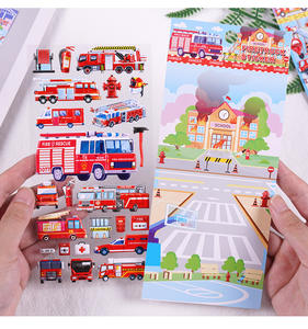 Feuille d'autocollants de dessin animé en mousse 3D pour enfants, feuille d'autocollants gonflables amovibles pour garçons, voiture, camion, camion, <span class=keywords><strong>taxi</strong></span>, train - Product Image 2