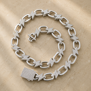 Cadena Cubana de Plata 925 con Moissanita Redonda Helada, Collar Unisex, Joyería de Moda de Lujo Estilo Hip Hop Urbano - Product Image 6