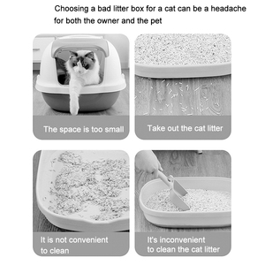 Bac à litière en acier inoxydable avec couvercle Bac à litière profond extra large pour chats Anti-fuite Entrée double avant et supérieure avec pelle à litière - Product Image 2