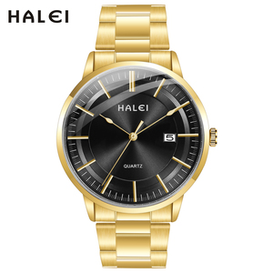 Drop Shipping HALEI Men's Quartz Watch Stainless Steel Band Gold Silver Two-Tone Round Dial Business Elegant StyleJapanese Move - Product Image 3