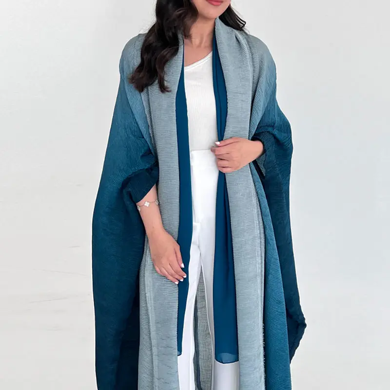 Miyake plissé dégradé femmes Robe 2023 été rabattu chauve-souris coupe-vent manteaux col Cardigan vestes abaya