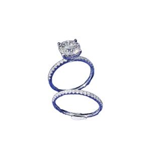 Luxury Round Cut Lab Grown Diamond Engagement <b>Ring</b> 14K 18K White Yellow Rose Gold <b>Crown</b> Setting Pave Band VVS VS CVD HPHT - Product Image 3