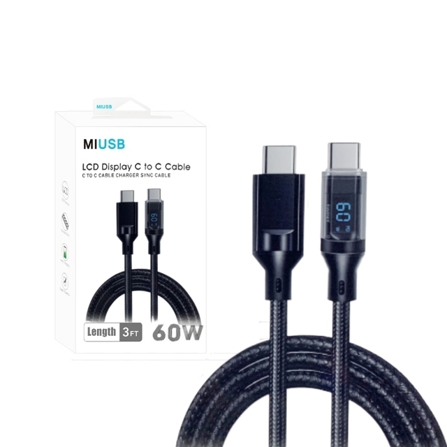 USB C to USB C Cable with LCD Display 2026 Trending Product PD 60W USB C Charge Cable