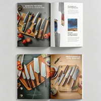 Brochure d'art imprimée sur mesure, catalogue de magazine en couleur CMYK, brochure avec pelliculage brillant