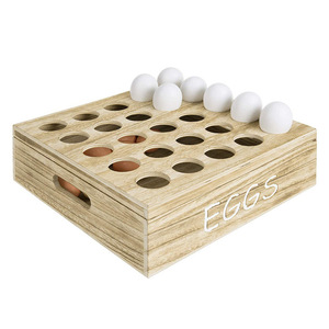 Boîte de rangement pour œufs en bois avec couvercle rabattable, support à œufs pour réfrigérateur de cuisine, 24 emplacements pour l'organisation des œufs frais - Product Image 5