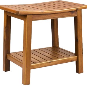 Tabouret de salle de bain en teck Shichang à double niveau avec étagère de rangement, siège de douche imperméable pour usage domestique - Product Image 5