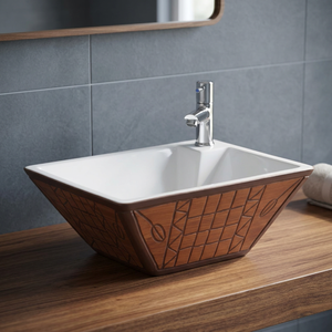 Évier de comptoir en ciment effet terrazzo rustique au design moderne, lavabo décoratif écologique pour salle de bain - Product Image 6