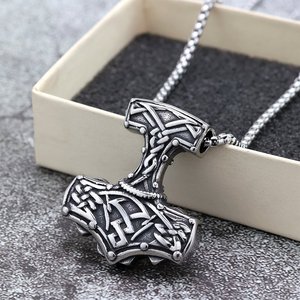 yunnique Vintage Stainless Steel <b>Thor's</b> Hammer Pendant Unisex Viking Charm Necklace Gift Jewelry - Product Image 2