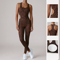 Combinaison de yoga pour femme, nouvelle collection, imprimé léopard, en spandex/polyester, pantalon long, haute élasticité, séchage rapide, résistante aux plis, pour le sport