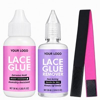 Kit de colle pour perruques en dentelle, adhésif à forte tenue, dissolvant et bandes de fusion pour perruques Lace Front, ensemble de trois pièces