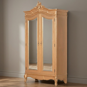 French Armoire <b>Wardrobes</b> Gold Luxury Carved Mirror Doors Two-Door Solid Wood Hotel Villa Bedroom European Design Home Furniture - Product Image 3