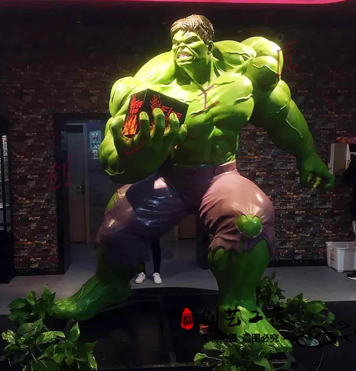 Indoor Famous Marvel Superhero Movie Action Figures Muscle Man Hulk Fiberglass Life Size Hulk Statue Resin Sculpture