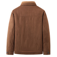 Veste en faux daim pour homme avec col en polaire, veste décontractée boutonnée chaude, manteau uni pour l'automne et l'hiver