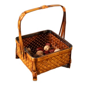 <b>Bamboo</b> Woven Carrying Basket Rectangle 22x22x29 Cm For Food Storage Kitchen Use - Product Image 5