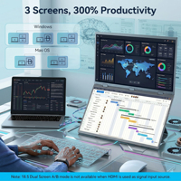 Moniteur portable en aluminium CNC pour ordinateur portable, 18,5 pouces, 1080P, 60 Hz, 1920x1080, fréquence de rafraîchissement de 6 ms, prise en charge de 3 écrans, TFT, haut-parleur intégré