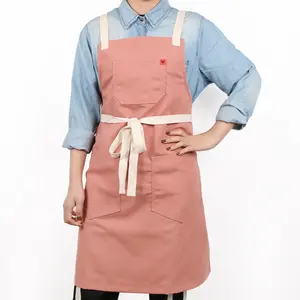 CHANGRONG Custom Adjustable Cross Back Straps Recycled RPET Canvas aprons men women work apron with tool pockets