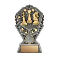 Trophée en résine Weivista Chess Champion, sculpture artisanale argentée, récompense décorative pour club d'échecs