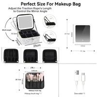 Grande trousse de maquillage en PVC imperméable avec fermeture éclair, motif lettres, éclairage LED tactile - Trousse de toilette de voyage tendance