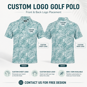 เสื้อโปโลชายแบบสั่งทำพิเศษ ลายใบปาล์ม สำหรับกอล์ฟ แห้งเร็ว ระบายอากาศได้ดี ยืดได้ 4 ทิศทาง ป้องกันแสงแดด UPF 50 - Product Image 2