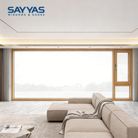 Ventana de Madera Revestida de Aluminio SAYYAS F120, Doble y Triple Acristalamiento, Perfil Abrible, Hecho a Medida para Casa Moderna