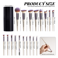 Ensemble de 18 pinceaux de maquillage BS-MALL couleur or champagne, marque privée, professionnels, véganes, synthétiques, outils cosmétiques, ensemble de pinceaux de maquillage