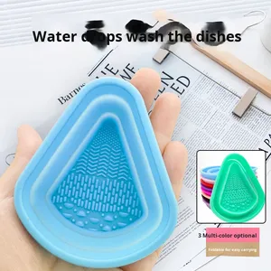 Bol de nettoyage pour pinceaux de maquillage en silicone en forme de goutte d'eau, pliable, pour le séchage et le rangement des éponges de maquillage, nettoyage en profondeur des cosmétiques, vente en gros - Product Image 3