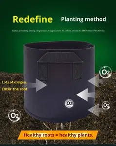 Thân Thiện Với Môi Cổ Điển Nhà Máy Phát Triển Cảm Thấy Phát Triển Túi Màu Đen Không Dệt Vải Dày 1.5-2Mm 1-100L Công Suất Vườn Sử Dụng Túi Cây - Product Image 6