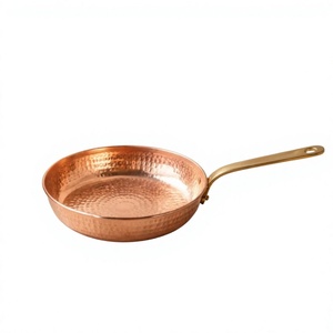Minimalist <b>Copper</b> Hammered Fry <b>Pan</b> With Long Handle Round Vintage Style Durable <b>Frying</b> <b>Pan</b> For Stovetop Cooking - Product Image 1