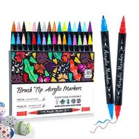Ensemble de peinture à l'eau pour enfants en plastique coloré, marqueur acrylique à double pointe souple, non effaçable