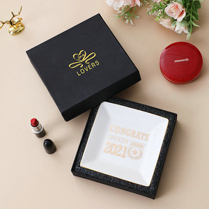 Qushine Square Gold Ring Dish Trinket Tray <strong>Ceramic</strong> <strong>Jewelry</strong> Plate - Product Image 4