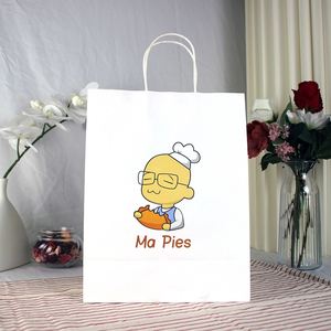 Wholesale Reusable Food Cake Shopping Custom Recycled Kraft Paper Bags with Kraft Handle Black/<b>Brown</b>/White Options Your Own Logo - Product Image 2