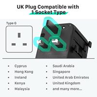 Adaptateur de voyage universel tout-en-un Advanced Xput 20W GaN avec chargeur rapide PD et 2 ports Type-C, 1 port USB pour une utilisation mondiale